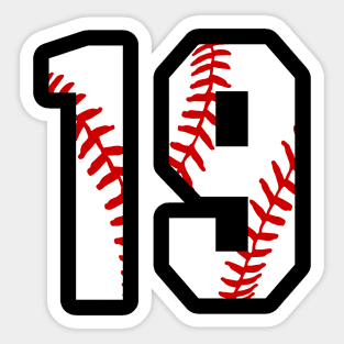 Baseball Number 19 #19 Baseball Shirt Jersey Favorite Player Biggest Fan Sticker